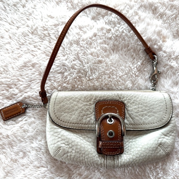 Coach Cream Colored and Beige Small White Wallet Wristlet - good condition - Picture 1 of 7